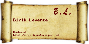 Birik Levente névjegykártya